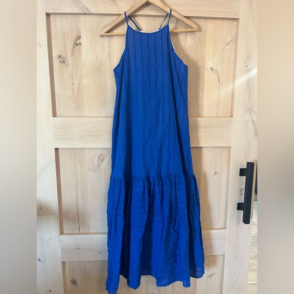 Corey Lynn Carter Blue Wedding special occasion Halter Maxi Dress neck sash, XS. - Picture 2 of 4